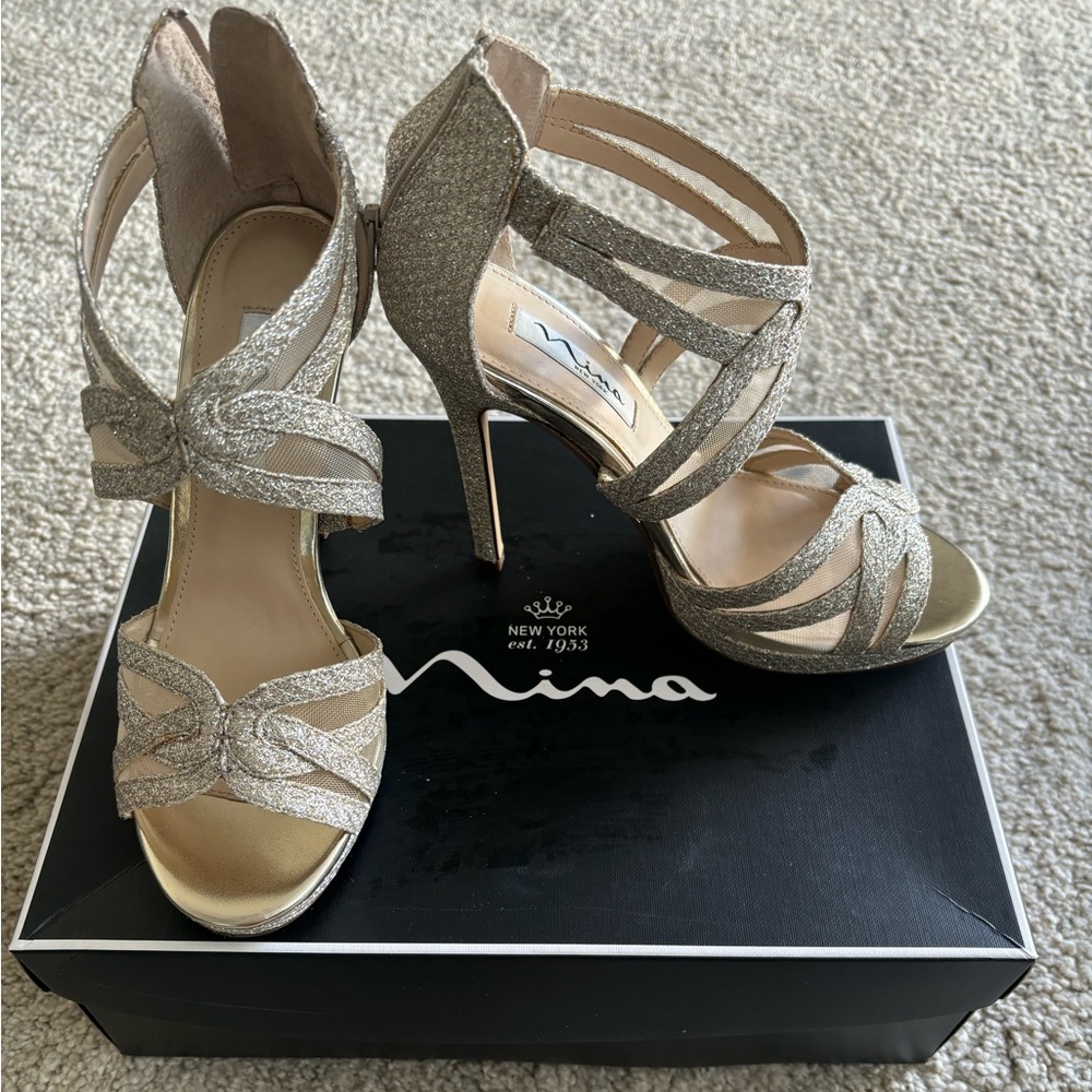 Gold 4 inch heels